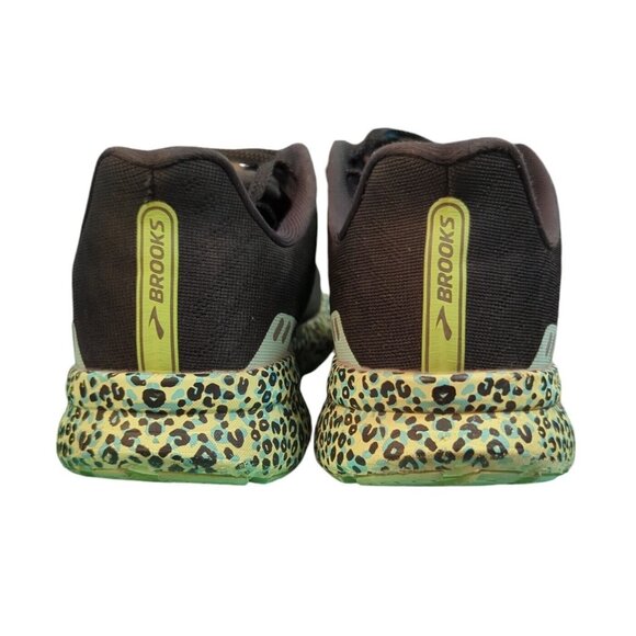 Brooks Womens Sz 11 Sneakers  Launch 8 Black Teal Electric Cheetah Running Shoes - Picture 3 of 9